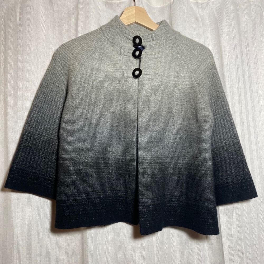 Jones New York Signature Ombre Wool Blend Cardigan Grey Mock Neck L Career‎ Chic